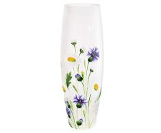 GILDE Florero Ovalado Flores Silvestres Vidrio Azul, Verde, Blanco 39304