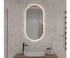 Schaere Espejo de baÃ±o Ovalado con iluminaciÃ³n LED Regulable con Cambio de Color y calefacciÃ³n por Espejo, 50 x 100 cm, Serie 8030