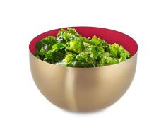 Relaxdays Ensaladera de acero inoxidable, 1 L, cuenco redondo de metal para hornear y servir, diÃ¡metro de 15 cm, cuenco de cocina, rojo/dorado