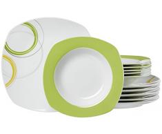 Ritzenhoff & Breker Tafelservice Emilia, 12-Teilig Vajilla, Porcelana, grün und Gelb, 32.00 x 28.00 x 32.00 cm, Unidades