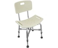 PrimeMatik Silla de Ducha Antideslizante Regulable en Altura Reforzada para Personas Mayores (KD023), Blanco