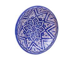 Biscottini Plato decorativo 40,5 x 40,5 x 11,5 cm | Plato de cerámica artesanal marroquà | Decoraciones de cocina | Platos decorativos pintados a mano