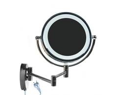HIMRYÂ® LED CosmÃ©tica Espejo de Pared 8,5 Pulgadas 10x Aumentos, con Luz y Brazo Articulado, Metal Cromado Plegable Espejo para Pared, 360Â° RotaciÃ³n, Cara Doble: EstÃ¡ndar + 10x Aumentos. KXD3132-10x
