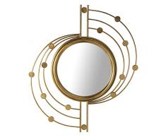 DRW Espejo de Pared con circulos de Metal y Espejo en Dorado 66x3x78cm INT. 33cm