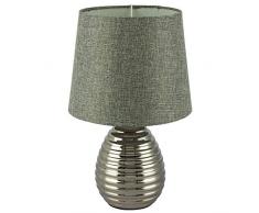 Globo 21719 - LÃ¡mpara de escritorio textil para habitaciÃ³n (iluminaciÃ³n cromada), color gris