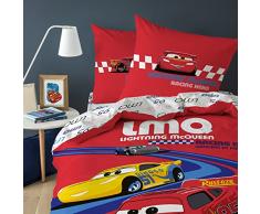 CTI Juego de Cama Disney Cars, 100% algodÃ³n, Rojo, 140X200 Cm + 63X63 Cm