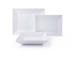 Excelsa Tokyo Vajilla de 12 Piezas, 4 Personas, Porcelana, Blanco