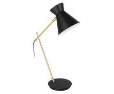 EGLO lÃ¡mpara de mesa Amezaga, iluminaciÃ³n de escritorio de 1 luz, minimalista, luz de mesa de metal en negro y latÃ³n, con interruptor, casquillo E27
