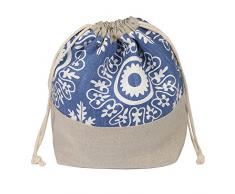slowroom Bolsa de Pan de Lino, 2Â en 1, Pan Bolsa para Guardar y Pan Cesta, Transpirable y Decorativa, Modelo Azur, 30Â x 34Â cm