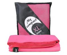 cosey - Toalla de Viaje y Deporte de Microfibra XL con Bolsa de Almacenamiento en Color Rosa