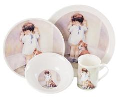 La Cija Juego de NiÃ±os C Vajilla Infantil de Porcelana Reforzada, Blanco, 25x25x13.5 cm