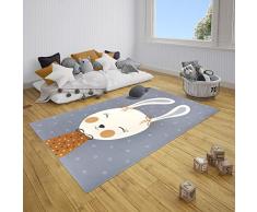 HANSE Home Bunny Polly-Alfombra Infantil (120 x 170 cm, 100% Polipropileno, Resistente y fÃ¡cil de Limpiar, con Costuras Cosidas, Apta para calefacciÃ³n por Suelo Radiante), Color Gris