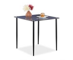 Relaxdays Mesa Auxiliar Cristal, Acero y Vidrio, Mesita CafÃ© Cuadrada, 50x50x50 cm, Mesilla SalÃ³n Moderna, Gris y Negro, 60% 40%