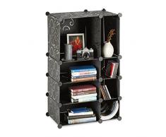 Relaxdays Estantería Modular con 8 Compartimentos, Plástico, Negro, 90x57x37 cm