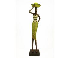 Caprilo Figura Decorativa Resina Mujer Africana con Plátanos Figuras. 15 X 13 X 75 Cm.