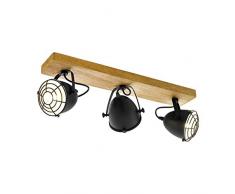 EGLO Gatebeck Lámpara de techo con focos E14, 40 W, Negro, Madera