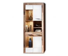 Stella Trading Texas Aspecto de Roble, Color Blanco Mate, Moderna Vitrina de Cristal, Incluye iluminación LED, Madera de ingenierÃa, Yaki Oak, 81 x 202 x 38 cm