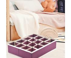 Caja de compartimentos 35 x 27 x 9 cm, 16 compartimentos, plegable para cajones, organizadores para ropa interior, cajas para guardar calcetines, sujetadores, pañuelos (rojo)