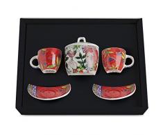 Egan Juego de 2 tazas de cafÃ© + azucarero Le Pupazze Roja