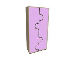 Mobeduc Alto Armario con Puerta de Onda, Madera, Rosa, 80 x 180 x 40 cm