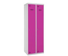 SimonRack SIMONLOCKER Prof. Mon. Single 2/2 400 (800) GR/RS Taquilla Metalica, Gris/Rosa, Grande