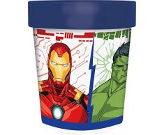 Tataway in viaggio si cresce Marvel Vengadores Iron Man Hulk Captain America CapitÃ¡n Marvel - Vaso azul para niÃ±os de plÃ¡stico (260 ml) con base antideslizante