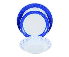 Bergner Romance Vajilla, Cristal Opal, Blanco, 30x30x28 cm, 18 Unidades