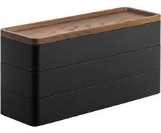 YAMAZAKI RIN 5810 - Joyero con tapa (3 niveles), color negro