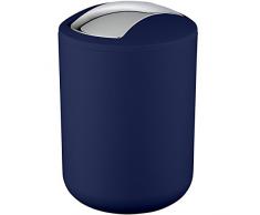 Wenko 22520100 - Papelera con Tapa Brasil S Cubo, Absolutamente Resistente a los Golpes, plástico termoplástico (TPE), Azul Oscuro, 14 x 14 x 21 cm