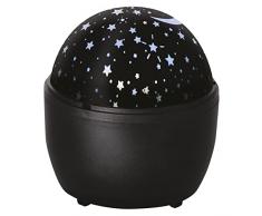 Emos Proyector LED de estrella, proyector de techo y pared, USB o funciona con pilas (3 AA), vida Ãºtil de 10000 horas, IP20 para interiores, DCPW06, color negro
