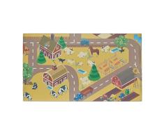 Relaxdays Alfombra de Juego para niÃ±os, diseÃ±o de Granja, sin sustancias nocivas, Lavable, Antideslizante, PVC, 140 x 80 cm, Multicolor, Cloruro de polivinilo, Bauernhof, 1 Unidad