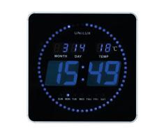 Unilux Reloj de Pared LED FLO, silencioso, con indicador de Fecha y Temperatura, 38,8 x 31,6 x 6,4 cm