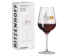 RITZENHOFF 3001008 - Copa de vino tinto (500 ml, cristal de corazÃ³n nÂº 8, cristal japonÃ©s, fabricado en Alemania, negro, gris y oro rosa