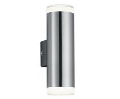 Reality Leuchten lámpara exterior de pared, metal, integrado, 4 W, níquel mate, 8 x 5.2 x 16.6 cm