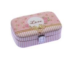 DONREGALOWEB - Joyero Rectangular de Polipiel con Espejo Decorado con Flores y Logo Love