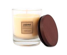 Unbekannt Pajoma - Vela aromática de vainilla (180 g, en vaso con tapa de madera, edición premium, para aproximadamente 25 horas
