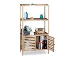Relaxdays Armario de Madera para Baño, 4 Compartimientos, Nogal, Marrón, 36x68x123 cm