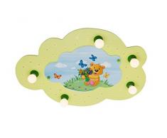elobra Niños Lámpara plafón Wolke oso de peluche con luz nocturna LED, habitación de los Niños, madera, color verde, a + +