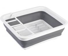 Wenko Escurreplatos Plegable, Polipropileno, Blanco y Gris, 31 cm