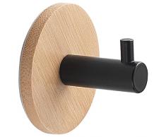 Gedy | Juncos Bamboom Perchero individual y redondo, color negro, dimensiones 5 x 5 x 3,8 cm y peso 0,035 kg