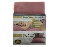 Gözze - Ropa de cama reversible, Tacto de cachemira, Funda nórdica: 135 x 200 cm, Funda de almohada: 80 x 80 cm, Microfibra - Rosa malva/Gris antracita