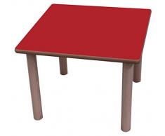 Mobeduc 600550.8H103 - Mesa infantil cuadrada, 80 x 80 cm, talla 3, madera, color haya y rojo cereza