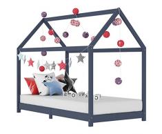 vidaXL Marco de Cama Infantil Gris Madera de Pino Maciza de 80 x 160 cm