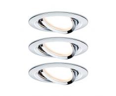 Paulmann 93880 Luminaria LED, Coin, Foco Plano Slim, proyector de Techo Redondo 3x6,8Â W, Cromo, orientable, empotrable y Regulable IP23 Resistente a Agua pulverizada, 20.4 W