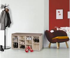 Wohnling Zapato Banco con Asiento Laura Sonoma Piso Banco 103,5 x 53 x 30 cm, Asiento Banco con estantes, Perchero Banco con Espacio