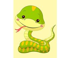 Wee Blue Coo Art Nursery Serpent Green Coils - Lienzo decorativo para dormitorio infantil