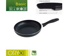ORYX 5023220 Sartén Aluminio Antiadherente Basic, Alta Resistencia, Apta Inducción, Libre PFOA, Diámetro 24 cm, Espesor 3 mm
