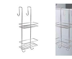 GICOS IMPORT EXPORT SRL Estante de ducha para colgar de 2 plazas de metal, color cromado, 25 x 11 x 59 cm, JUZ-809507