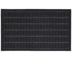 JVL – Eco-friendly Cable Knit diseño rasqueta Felpudo, 45 x 75 cm, 100% PET fibra de poliéster, 15% reciclado de goma, Gris, 45 x 75 x 1 cm)