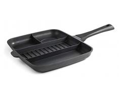 Lacor 27832 Sartén Titanium Pro con Antiadherente, Compartimentos Individuales 4 en 1, Aluminio, 32x26 cm